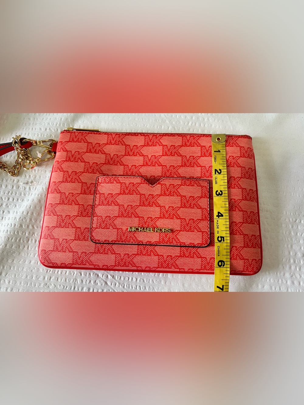 Michael Kors Red Logo Card Pouch Wristlet - Picture 4 of 8